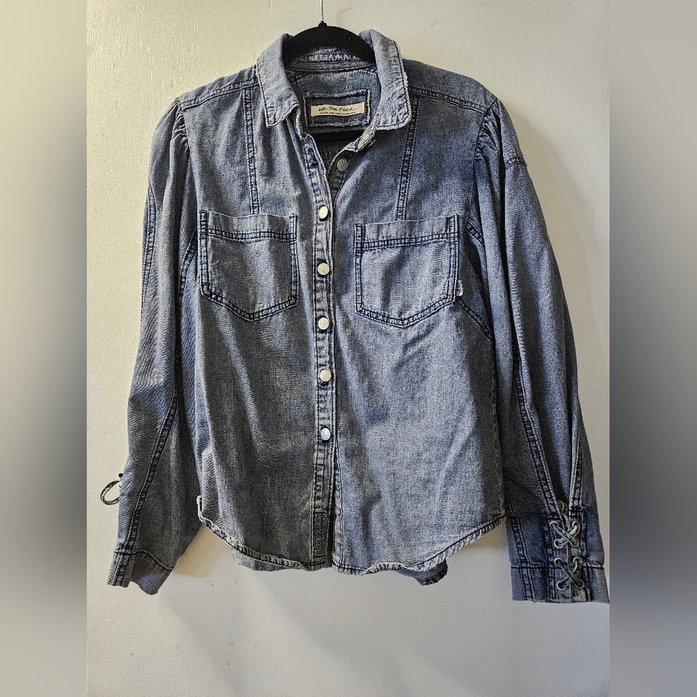 We The Free Blue Denim Top